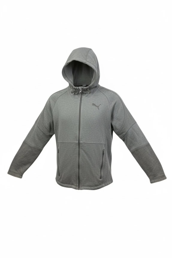 PUMA Αθλητική Ζακέτα με Κουκούλα Λογότυπο Γκρι Unisex M