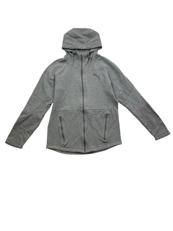 PUMA Athletic Full-Zip Hoodie Logo Grey Unisex M