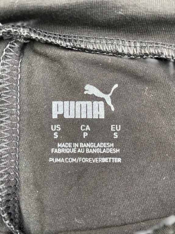 PUMA ATHLETIC LEGGINGS WITH GOLD LOGO BLACK WOMEN'S S