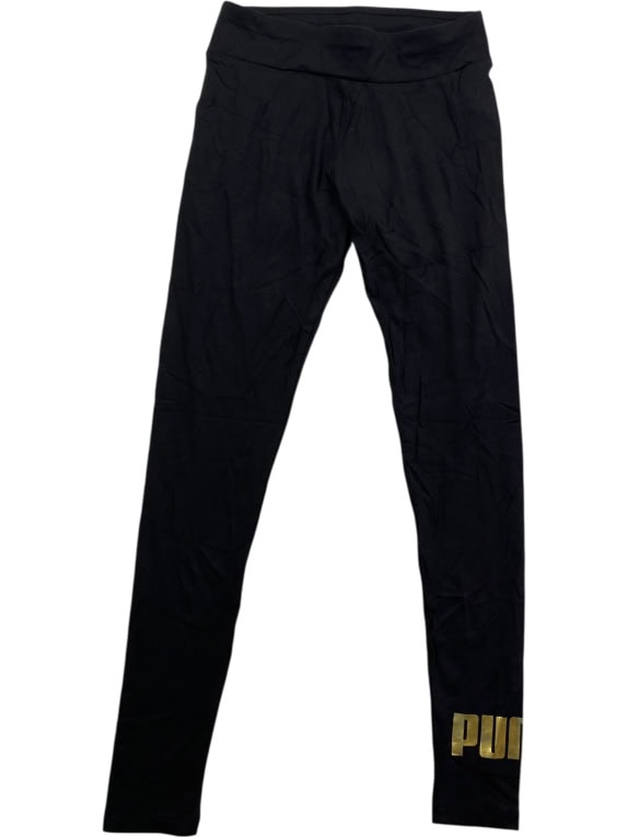 PUMA ATHLETIC LEGGINGS WITH GOLD LOGO BLACK WOMEN'S S