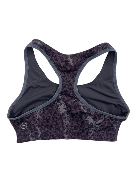 PUMA reggiseno sportivo con motivo geometrico logo viola/nero da donna M