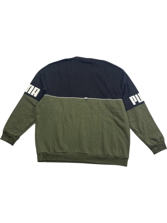 PUMA SWEATSHIRT CREWNECK COLORBLOCK LOGO KHAKI/BLACK MEN'S XXL