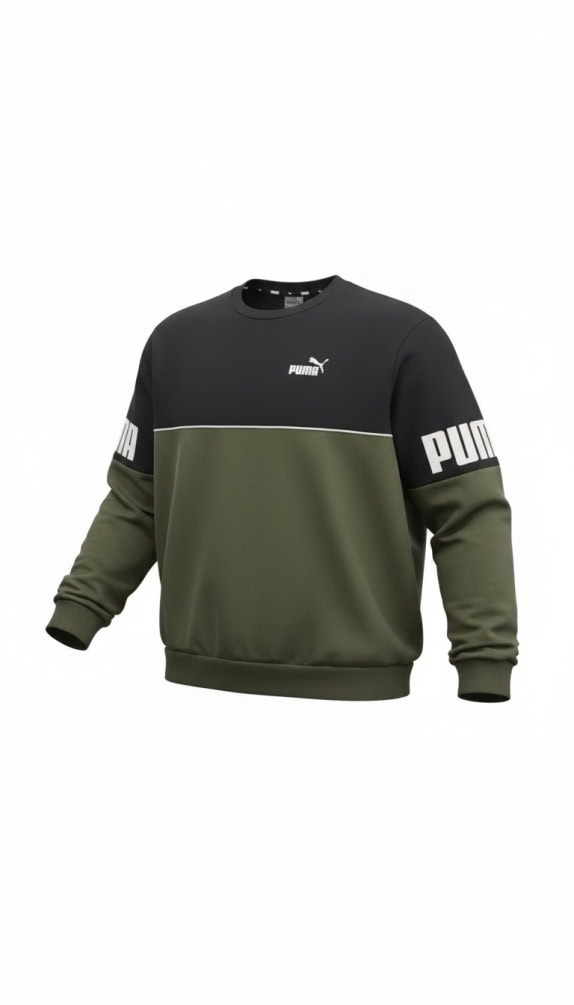 PUMA ΦΟΥΤΕΡ CREWNECK COLORBLOCK LOGO KHAKI/BLACK ΑΝΔΡΙΚΟ XXL