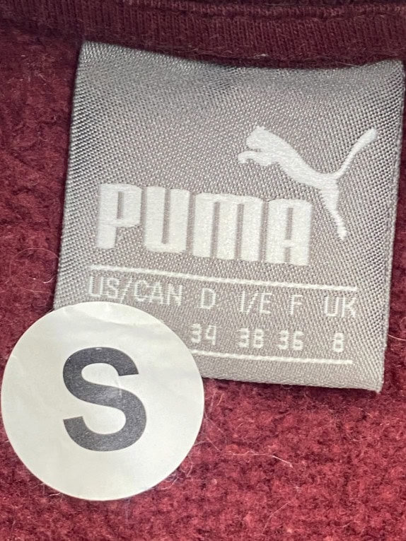 PUMA SWEATSHIRT OVERSIZED BURGUNDY WOMEN PRE OWNED S