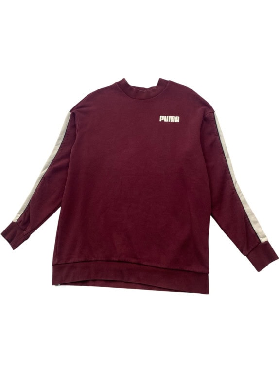 PUMA SWEATSHIRT OVERSIZED BURGUNDY WOMEN PRE OWNED S
