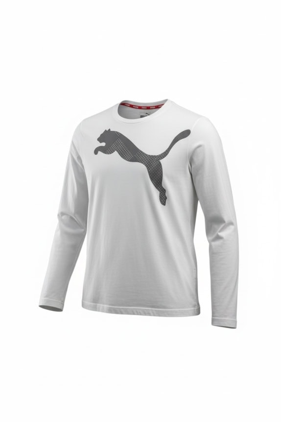 PUMA ΜΠΛΟΥΖΑ ΜΑΚΡΥΜΑΝΙΚΗ VINTAGE BIG LOGO ΛΕΥΚΗ ΑΝΔΡΙΚΗ L