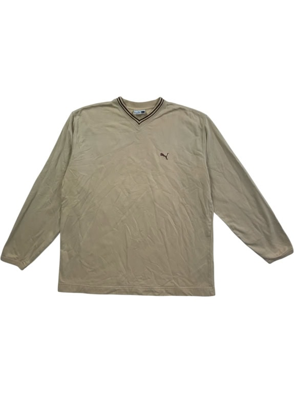 PUMA LONG SLEEVE SHIRT VINTAGE LOGO BEIGE UNISEX XL