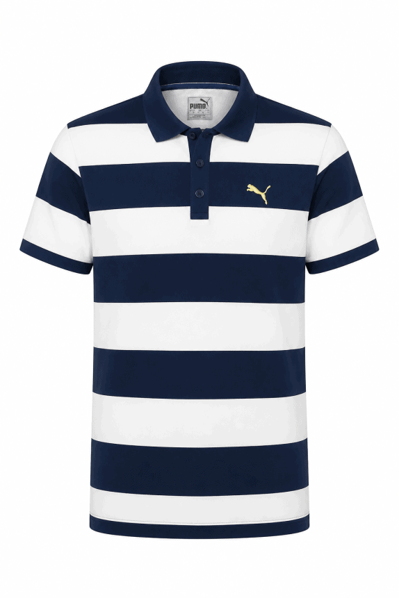 Y2K PUMA POLO SHIRT STRIPED NAVY WHITE ΑΝΤΡΙΚΟ PRE OWNED M