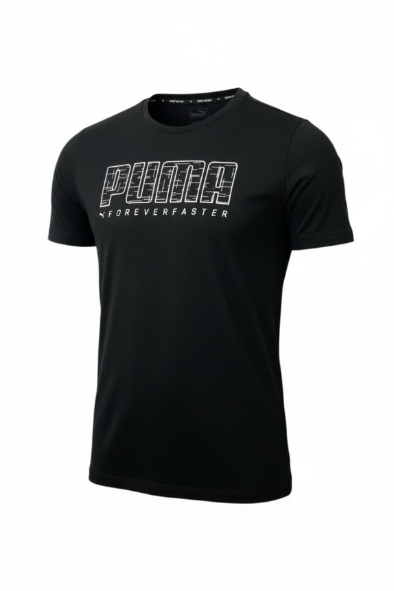 PUMA "FOREVER FASTER" ΑΘΛΗΤΙΚΟ T-SHIRT LOGO PRINT ΜΑΥΡΟ ΑΝΔΡΙΚΟ LARGE