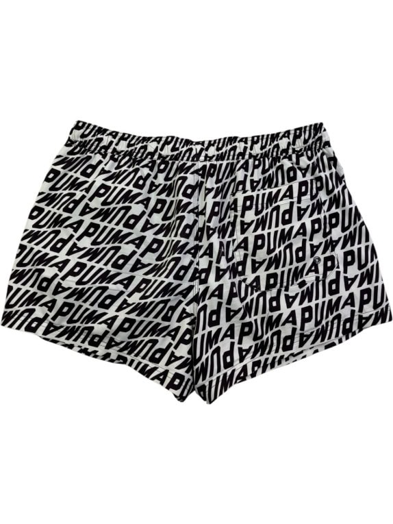 PUMA SWIM SHORTS GRAPHIC BLACK WHITE MEN PRE OWNED L