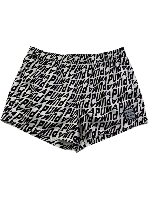 PUMA SWIM SHORTS GRAPHIC BLACK WHITE MEN PRE OWNED L