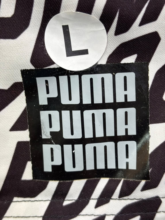 PUMA SWIM SHORTS GRAPHIC BLACK WHITE MEN PRE OWNED L
