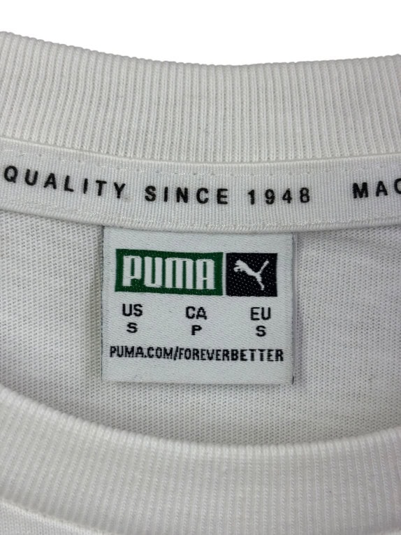 PUMA T SHIRT COLLEGIATE BIANCA UNISEX PRE OWNED S
