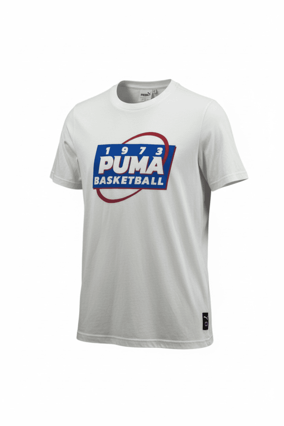 PUMA T-SHIRT VINTAGE BASKETBALL LOGO 1973 WHITE MEN'S M