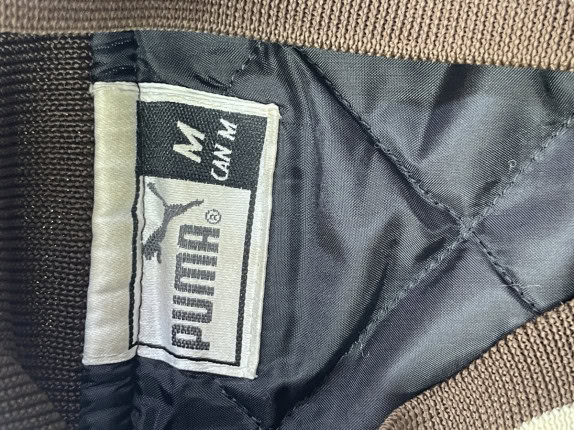 1990s PUMA VARSITY JACKET RETRO ΚΑΦΕ ΚΡΕΜ ΑΝΤΡΙΚΟ PRE OWNED M