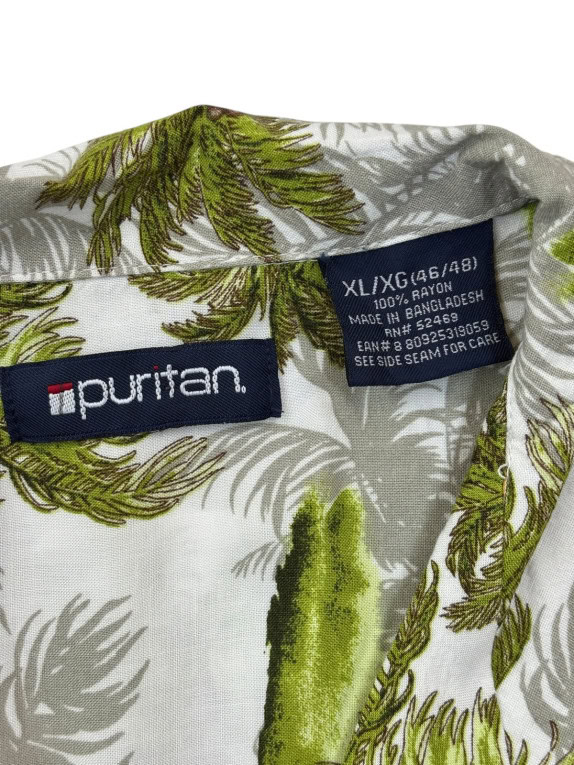 PURITAN ΠΟΥΚΑΜΙΣΟ HAWAIIAN PRINT ΠΡΑΣΙΝΟ ΑΝΤΡΙΚΟ PRE OWNED XL