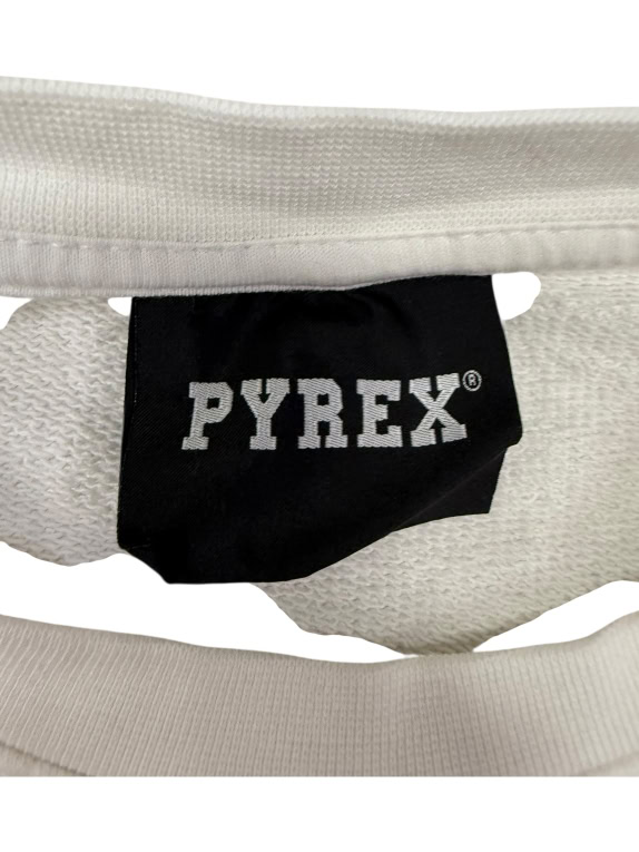 PYREX CREWNECK SWEATSHIRT WHITE WITH SCRIPT LOGO - L