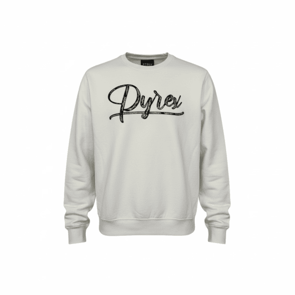 PYREX CREWNECK SWEATSHIRT WHITE WITH SCRIPT LOGO - L