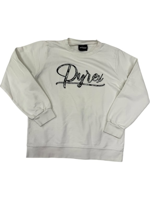 PYREX CREWNECK SWEATSHIRT WHITE WITH SCRIPT LOGO - L