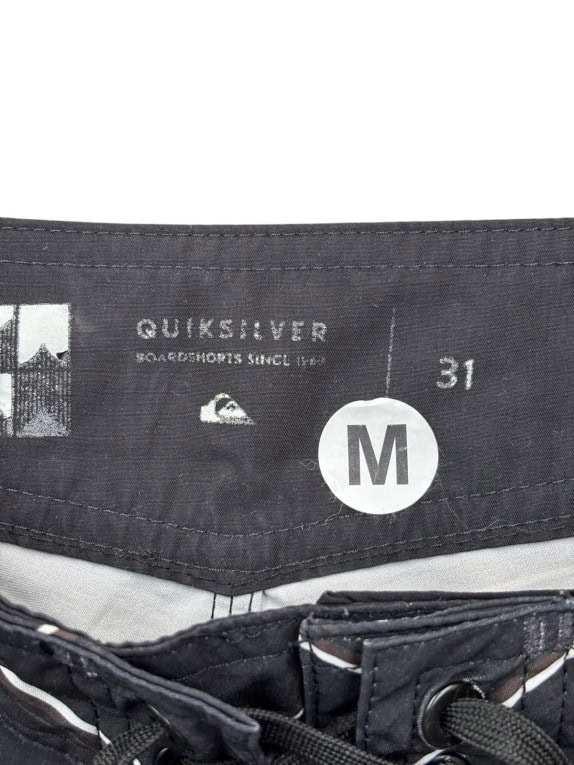 QUIKSILVER BOARD SHORTS SURF BLACK BLUE MENS PRE OWNED M