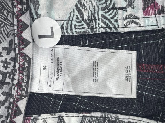 QUIKSILVER SHORTS CARGO CHECK GRIGIO UOMO PRE OWNED XS