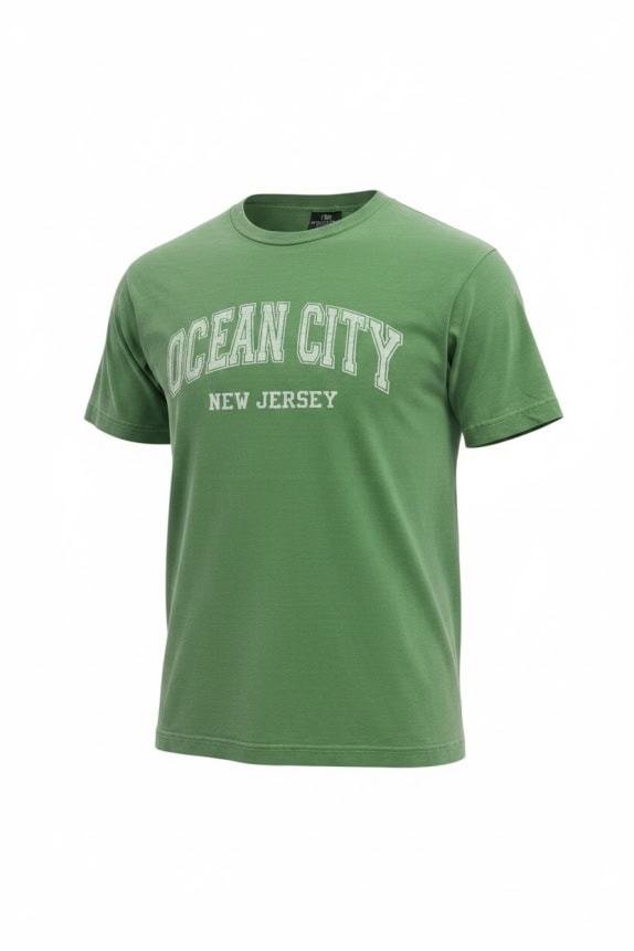 RAG WEAR T-SHIRT OCEAN CITY NEW JERSEY ΠΡΑΣΙΝΟ UNISEX M pre-owned
