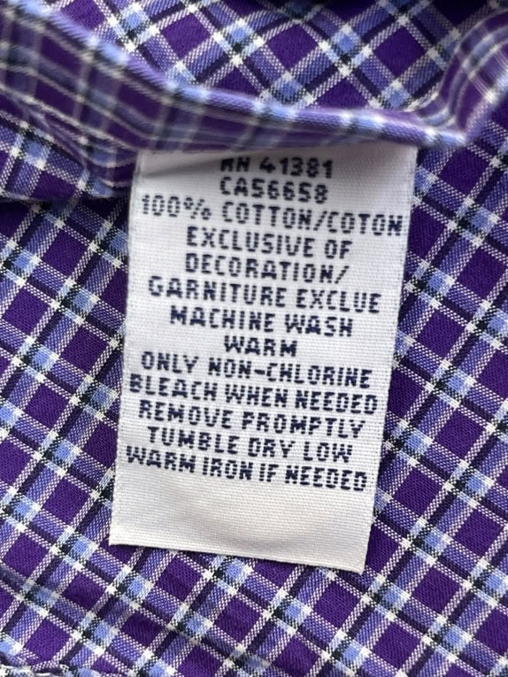 RALPH LAUREN BUTTON DOWN SHIRT PLAID PURPLE MENS PRE OWNED L