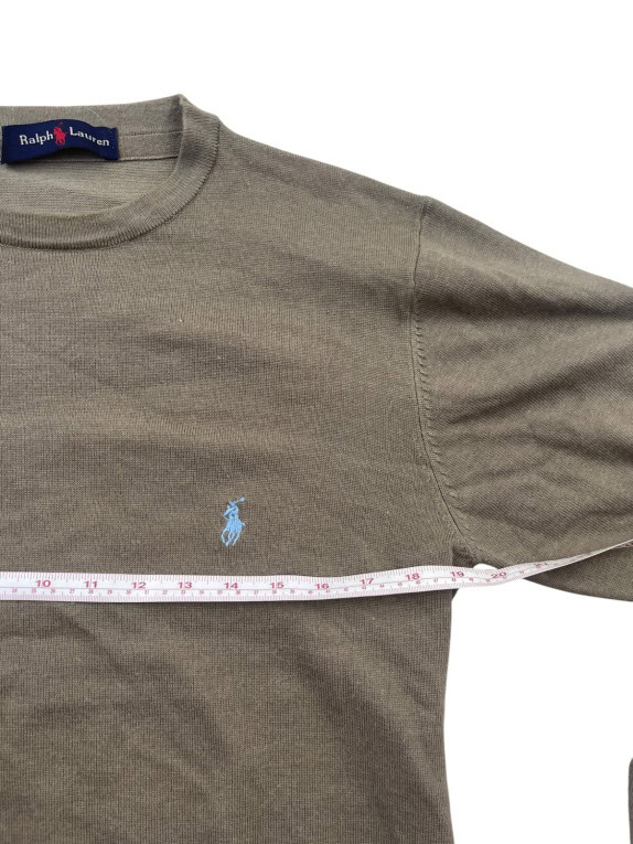 RALPH LAUREN CREWNECK SWEATER MINIMAL OLIVE MENS PRE OWNED S