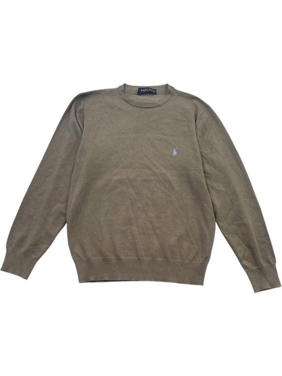 RALPH LAUREN CREWNECK SWEATER MINIMAL OLIVE MENS PRE OWNED S