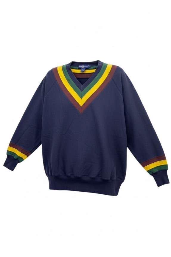 RALPH LAUREN ΦΟΥΤΕΡ V-NECK VINTAGE ΡΙΓΕΣ NAVY ΜΠΛΕ ΑΝΔΡΙΚΟ L