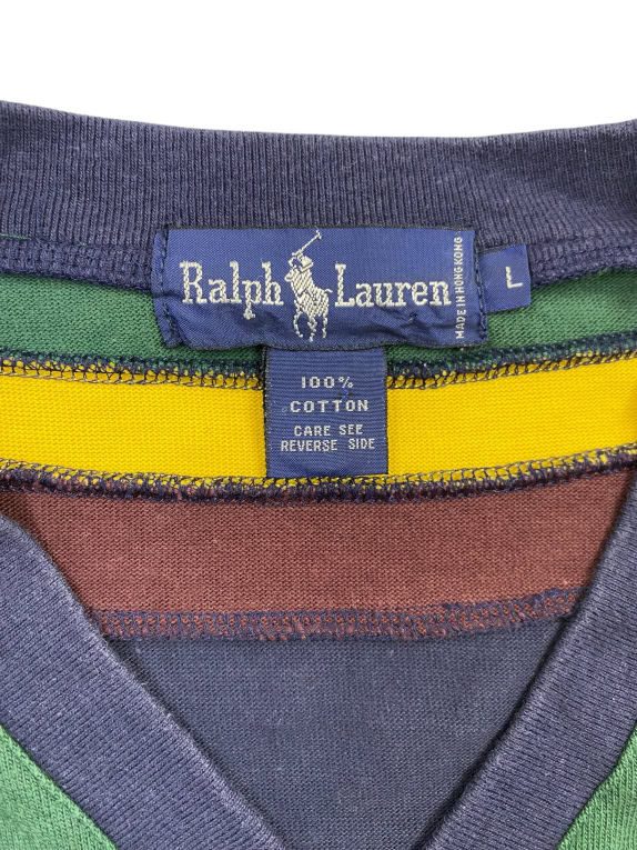 RALPH LAUREN ΦΟΥΤΕΡ V-NECK VINTAGE ΡΙΓΕΣ NAVY ΜΠΛΕ ΑΝΔΡΙΚΟ L