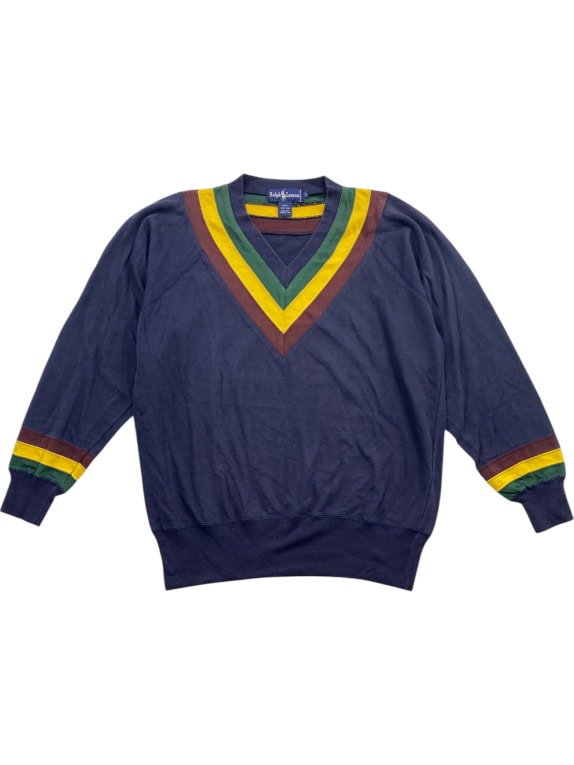 RALPH LAUREN ΦΟΥΤΕΡ V-NECK VINTAGE ΡΙΓΕΣ NAVY ΜΠΛΕ ΑΝΔΡΙΚΟ L