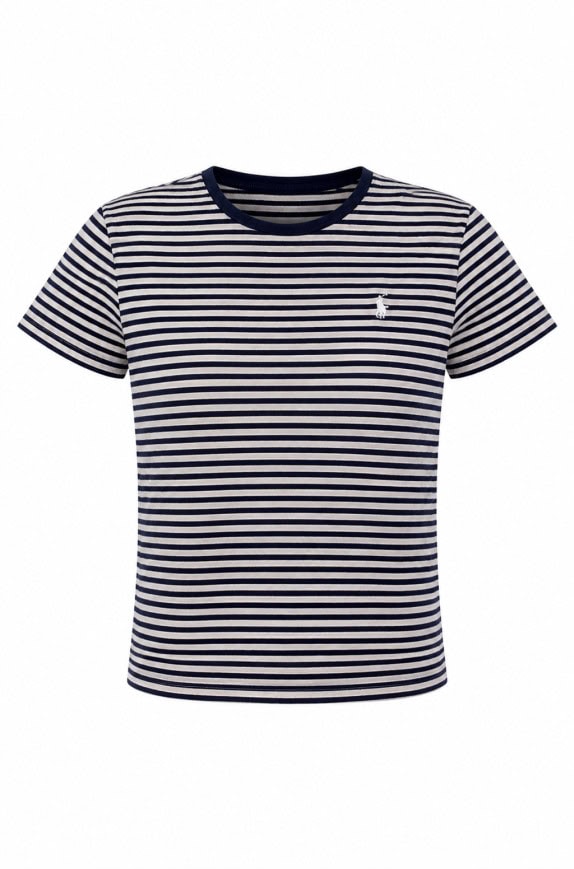 RALPH LAUREN GRAPHIC TEE A RIGHE NAVY UNISEX PRE OWNED S