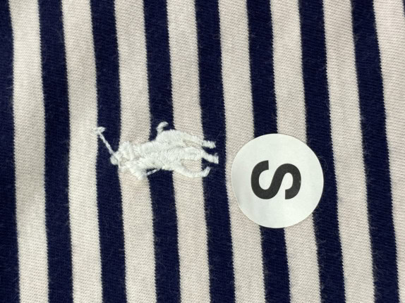 RALPH LAUREN GRAPHIC TEE STRIPED NAVY UNISEX PRE OWNED S