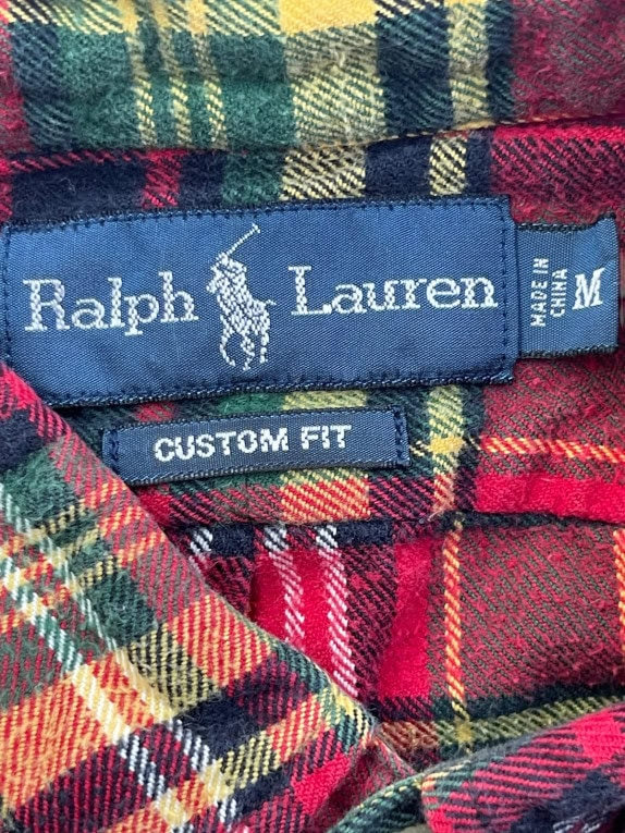 RALPH LAUREN ΚΑΡΟ ΠΟΥΚΑΜΙΣΟ ΚΛΑΣΙΚΟ ΚΟΚΚΙΝΟ ΠΡΑΣΙΝΟ ΑΝΤΡΙΚΟ PRE OWNED M