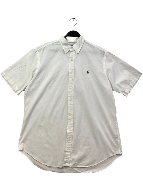 RALPH LAUREN SHORT SLEEVE SHIRT CLASSIC WHITE MENS PRE OWNED L