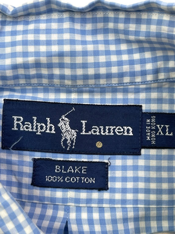 RALPH LAUREN ΚΟΝΤΟΜΑΝΙΚΟ ΠΟΥΚΑΜΙΣΟ CLASSIC ΜΠΛΕ ΚΑΡΟ ΑΝΤΡΙΚΟ PRE OWNED XL