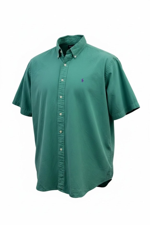 RALPH LAUREN CAMICIA A MANICHE CORTE CLASSIC VERDE UOMO PRE OWNED XL