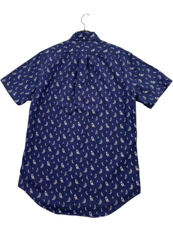 RALPH LAUREN CAMICIA A MANICHE CORTE GRAFICA NAVY UOMO PRE OWNED S