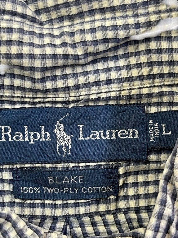 RALPH LAUREN ΚΟΝΤΟΜΑΝΙΚΟ ΠΟΥΚΑΜΙΣΟ ΚΑΡΟ NAVY ΑΝΤΡΙΚΟ PRE OWNED L