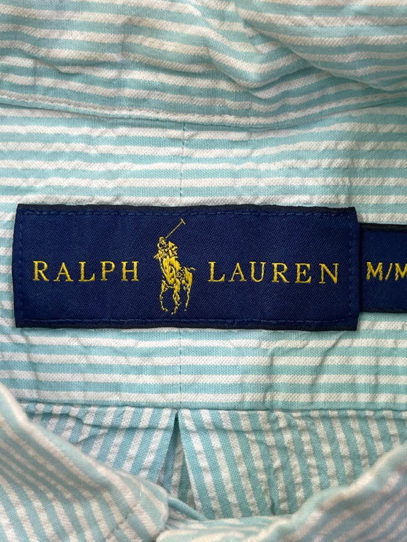 RALPH LAUREN ΚΟΝΤΟΜΑΝΙΚΟ ΠΟΥΚΑΜΙΣΟ ΚΛΑΣΙΚΟ ΓΑΛΑΖΙΟ ΛΕΥΚΟ ΑΝΤΡΙΚΟ PRE OWNED M