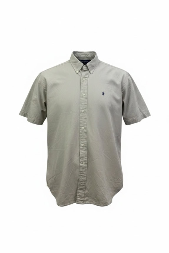 RALPH LAUREN CAMICIA MANICHE CORTE MINIMAL BEIGE UOMO PRE OWNED