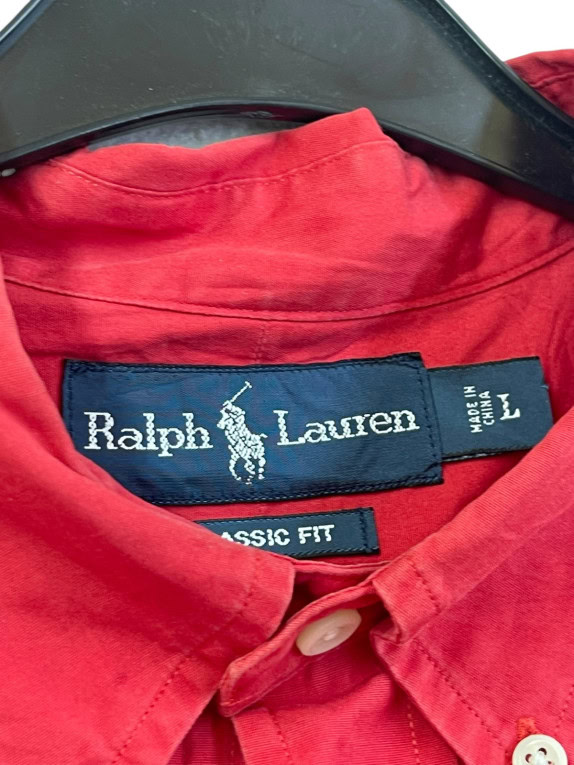 RALPH LAUREN ΚΟΝΤΟΜΑΝΙΚΟ ΠΟΥΚΑΜΙΣΟ MINIMAL ΚΟΚΚΙΝΟ ΑΝΤΡΙΚΟ PRE OWNED L