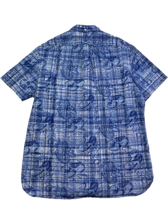 RALPH LAUREN SHORT SLEEVE SHIRT PAISLEY BLUE MEN PRE OWNED L