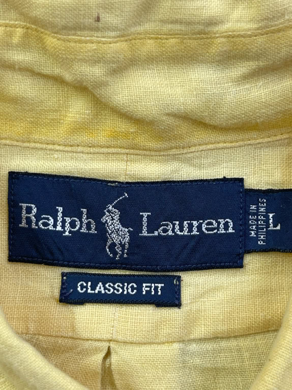 RALPH LAUREN ΜΑΚΡΥΜΑΝΙΚΟ ΠΟΥΚΑΜΙΣΟ CLASSIC FIT ΑΝΟΙΧΤΟ ΚΙΤΡΙΝΟ ΑΝΤΡΙΚΟ PRE OWNED L