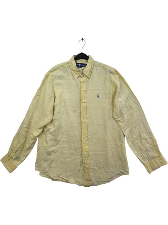 RALPH LAUREN ΜΑΚΡΥΜΑΝΙΚΟ ΠΟΥΚΑΜΙΣΟ CLASSIC FIT ΑΝΟΙΧΤΟ ΚΙΤΡΙΝΟ ΑΝΤΡΙΚΟ PRE OWNED L