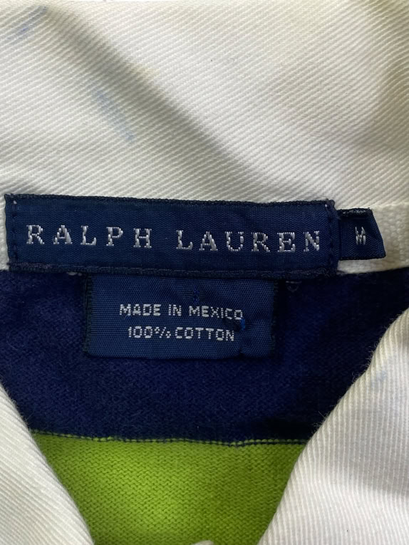 RALPH LAUREN Maglia da rugby a righe verde chiaro/blu UNISEX M