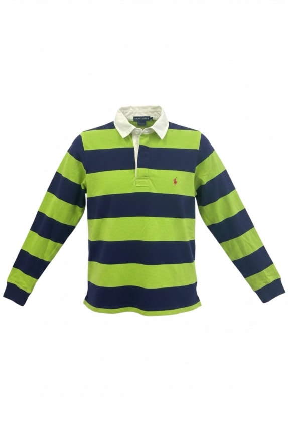 RALPH LAUREN Maglia da rugby a righe verde chiaro/blu UNISEX M