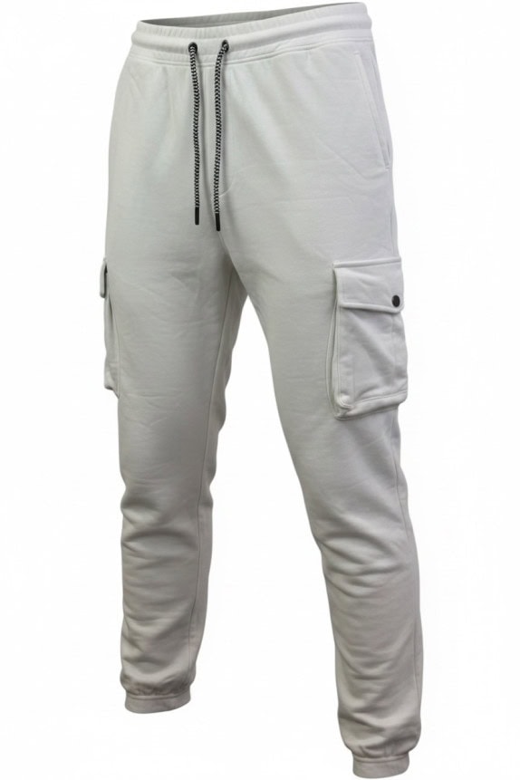 RALPH LAUREN PANTALONI CARGO FELPA MINIMAL OFF WHITE UOMO PRE OWNED L