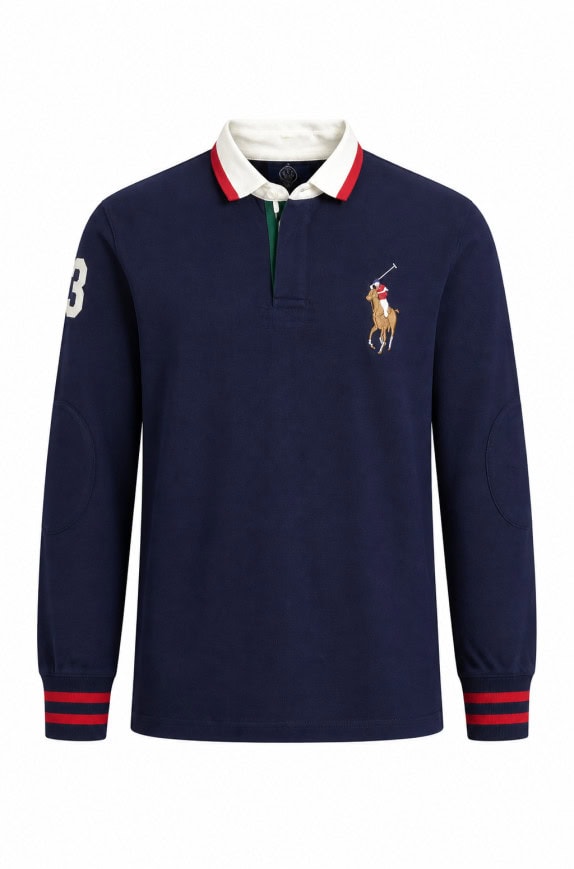 RALPH LAUREN POLO SHIRT RACING NAVY UOMO PRE OWNED XL